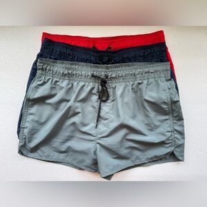 H&M SWIM SHORTS SET OF 3 RED NAVY GRAY